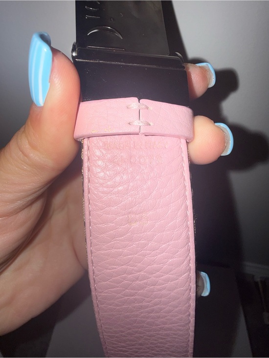 Dior Brown Monogram Logo Canvas Belt with Pink Trim and Silver Buckle main image 7